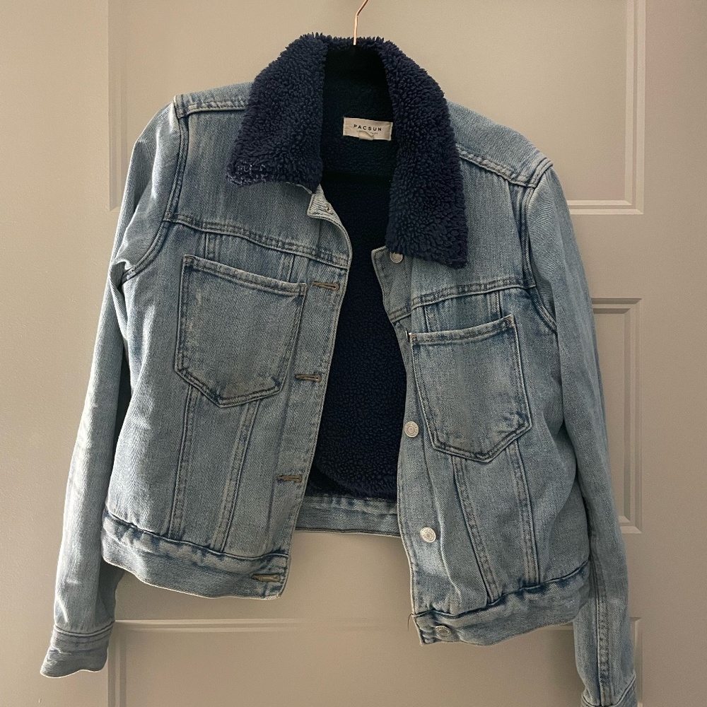 PacSun Los Angeles Denim Jacket with Teddy Fabric  - Women's Small